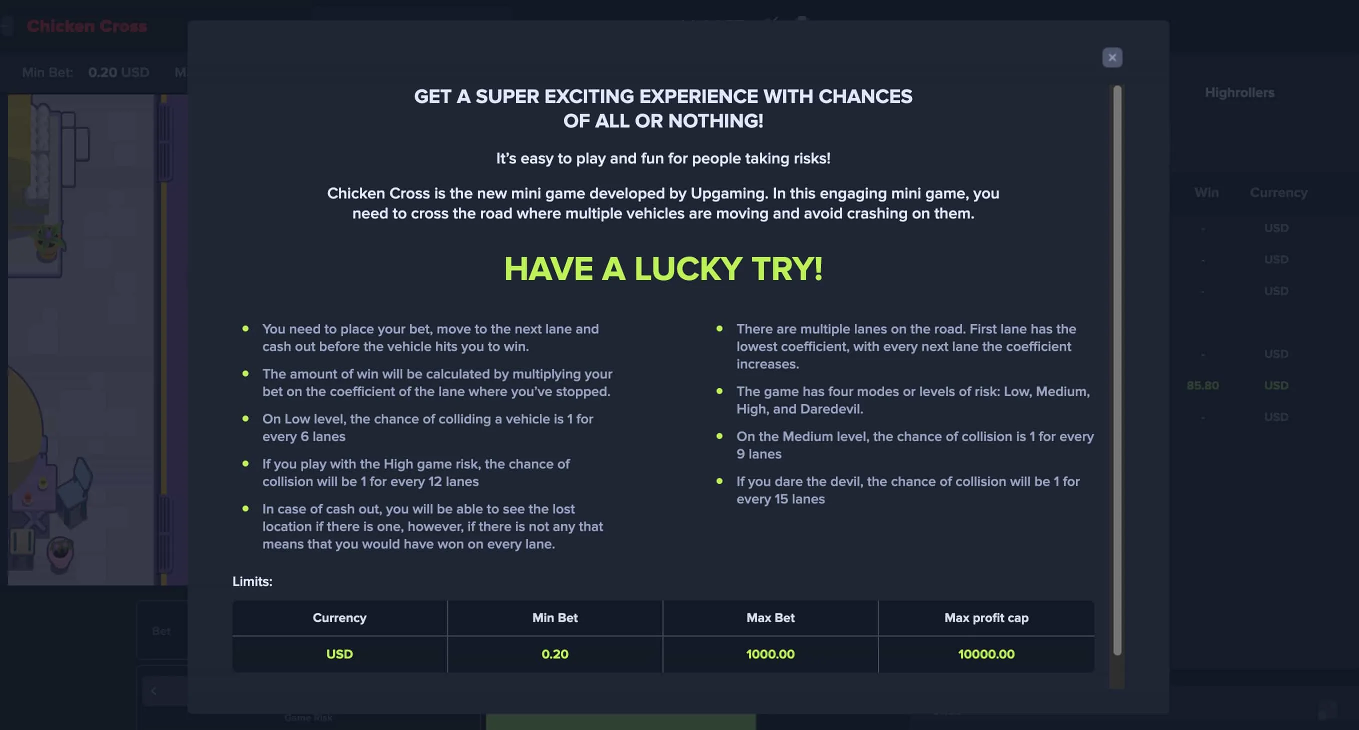 Prova Gratuita di Chicken Cross Offerta da Upgaming Prova Gratuita di Chicken Cross Offerta da Upgaming